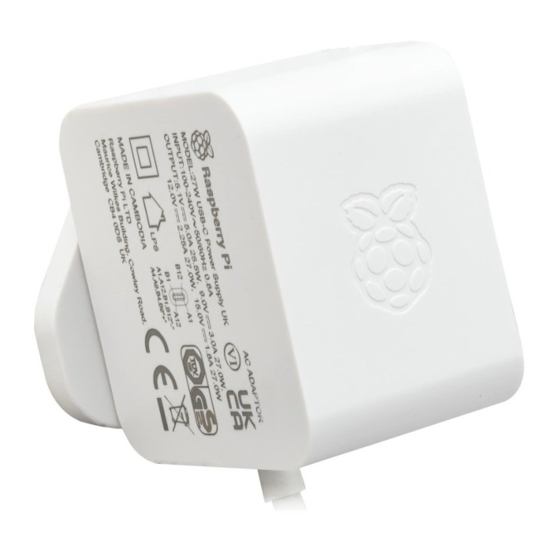 Raspberry Pi 5 27W USB-C Zasilacz Biały EU Raspberry Pi 5 27W USB-C Zasilacz Biały EU