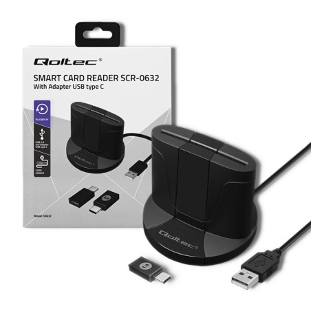 QOLTEC CZYTNIK CHIPOWYCH KART ID INTELIGENTNY | SCR-0632 | USB TYP C