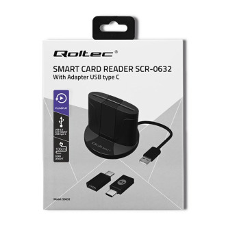 QOLTEC CZYTNIK CHIPOWYCH KART ID INTELIGENTNY | SCR-0632 | USB TYP C