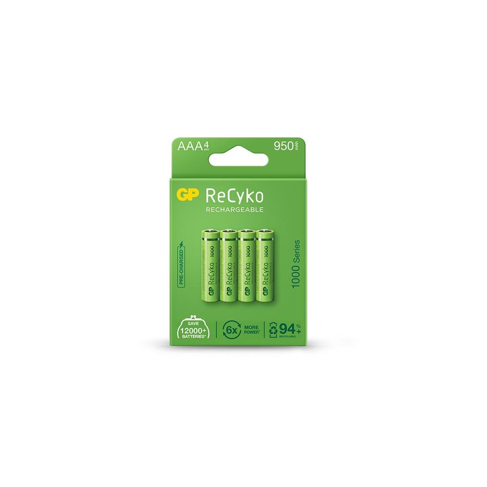 GP 4 X AKUMULATORKI AAA / R03 GP RECYKO 1000 SERIES NI-MH 950MAH 100AAAHCE-5EB4 GP 4 X AKUMULATORKI AAA / R03 GP RECYKO 1000 SERIES NI-MH 950MAH 100AAAHCE-5EB4
