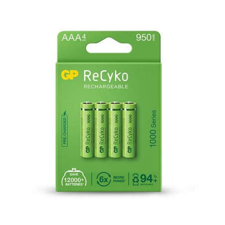 GP 4 X AKUMULATORKI AAA / R03 GP RECYKO 1000 SERIES NI-MH 950MAH 100AAAHCE-5EB4