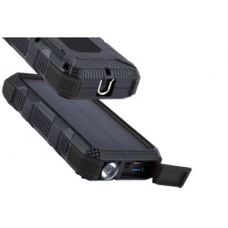 POWERNEED POWER BANK Z PANELEM SOLARNYM 20000MAH LI-POLY PV 1,5W QI 2A USB QC 3.0 LED POWER DELIVERY CZARNY S20000B