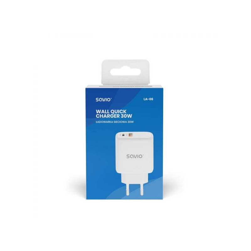 SAVIO ŁADOWARKA SIECIOWA 30W QUICK CHARGE, POWER DELIVERY 3.0 LA-06